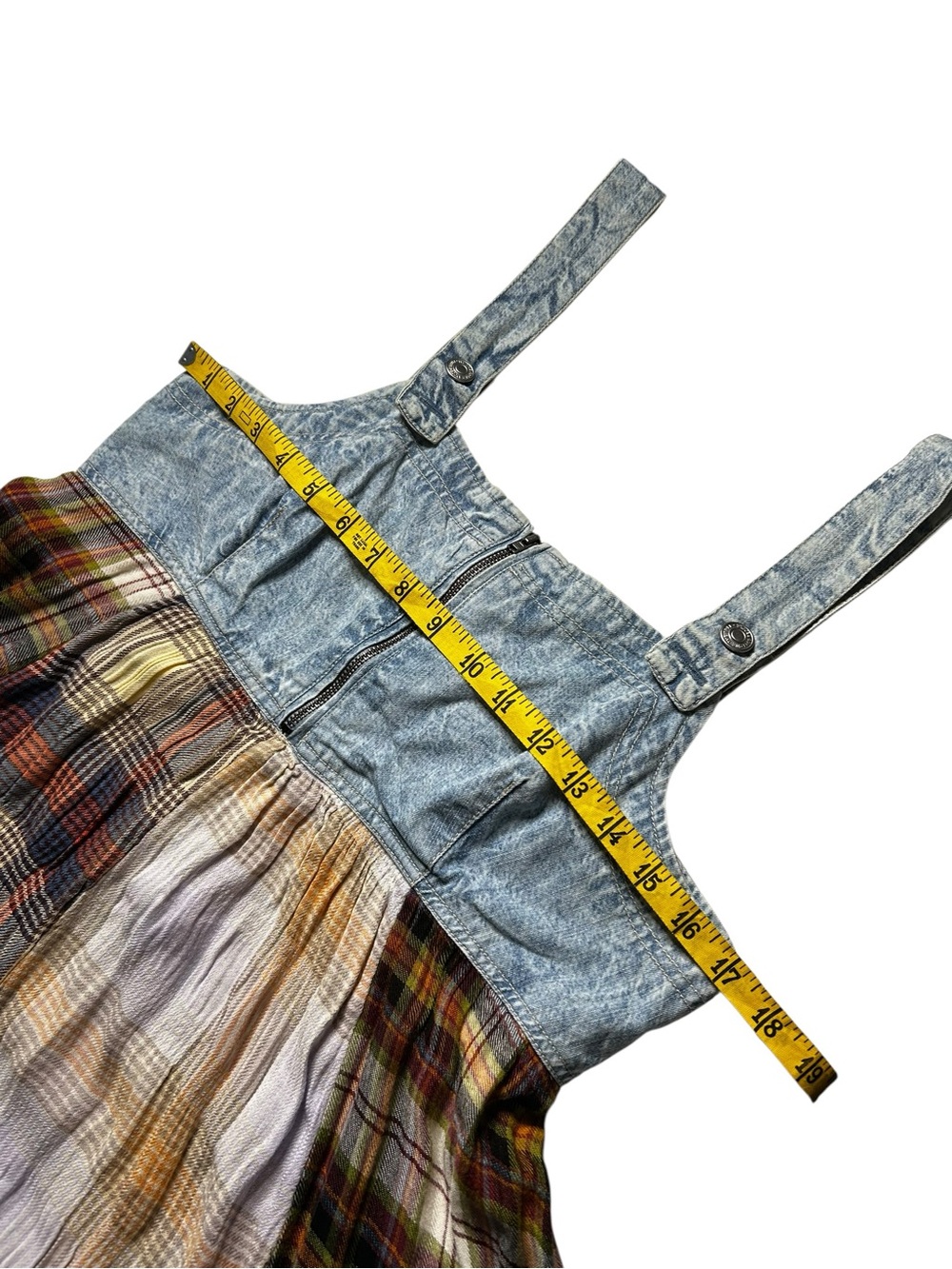 Free People We The Free Mix It Up Maxi Dress Splinter Plaid Denim Size 10 NWT - Picture 6 of 15
